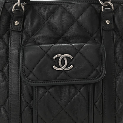Chanel Calfskin Quilted Small Casual Riviera Tote Black 8 of 10