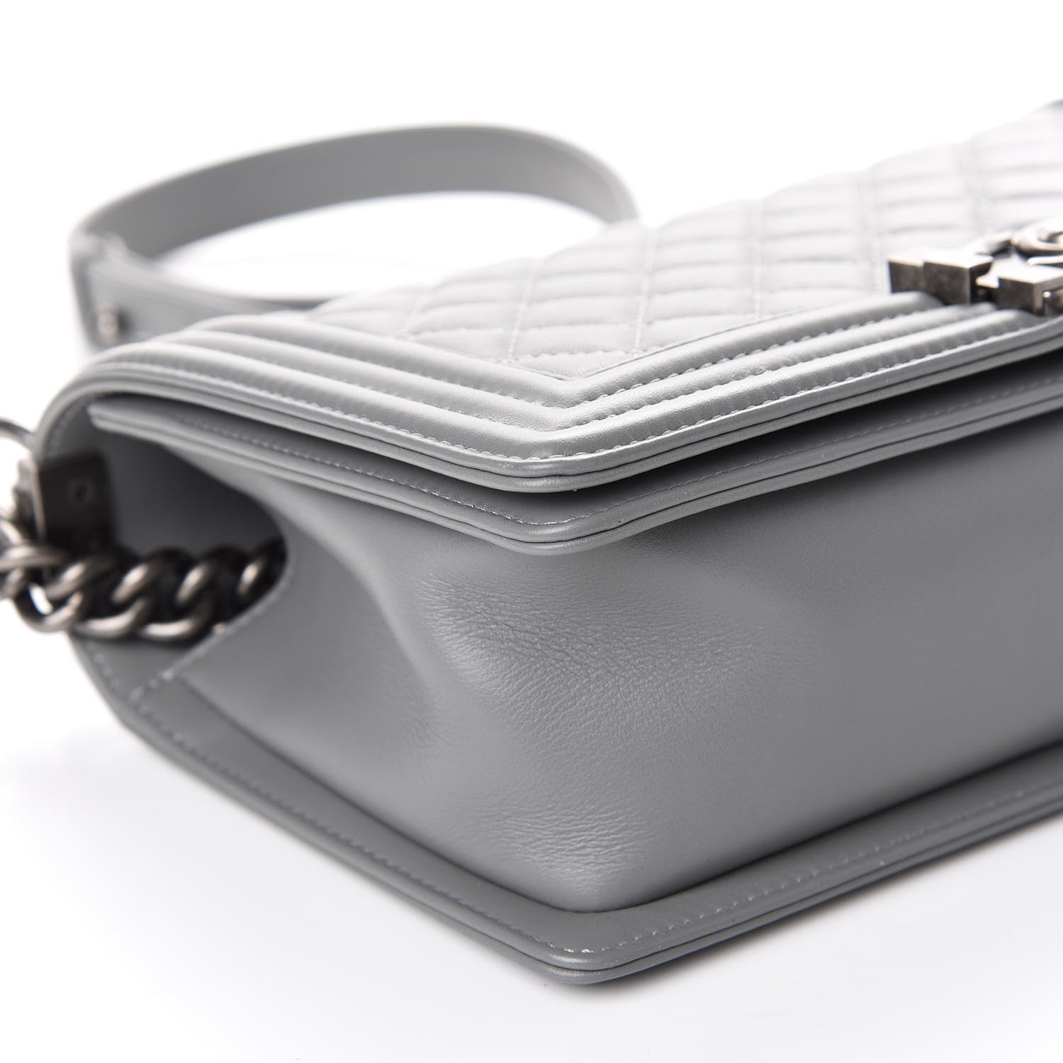 Chanel Lambskin Quilted Medium Boy Flap Grey 6 of 10