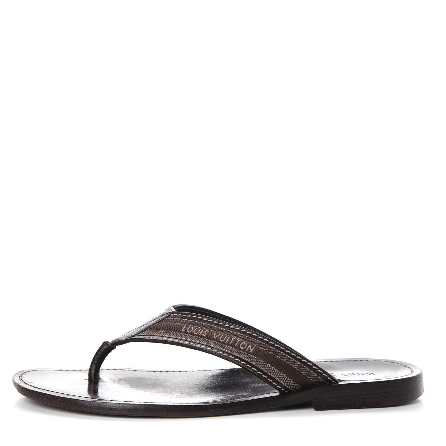 Louis Vuitton Canvas Damier Mens Thong Sandals 8.5 Brown 1 of 11