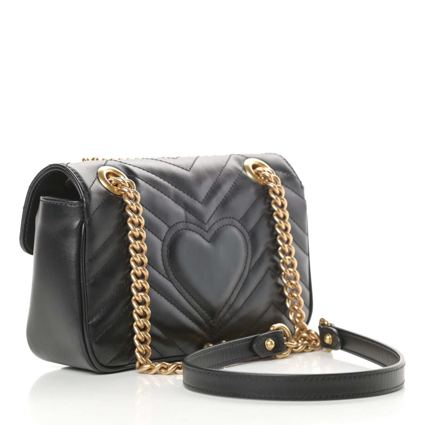 Calfskin Matelasse Mini GG Marmont Shoulder Bag Black