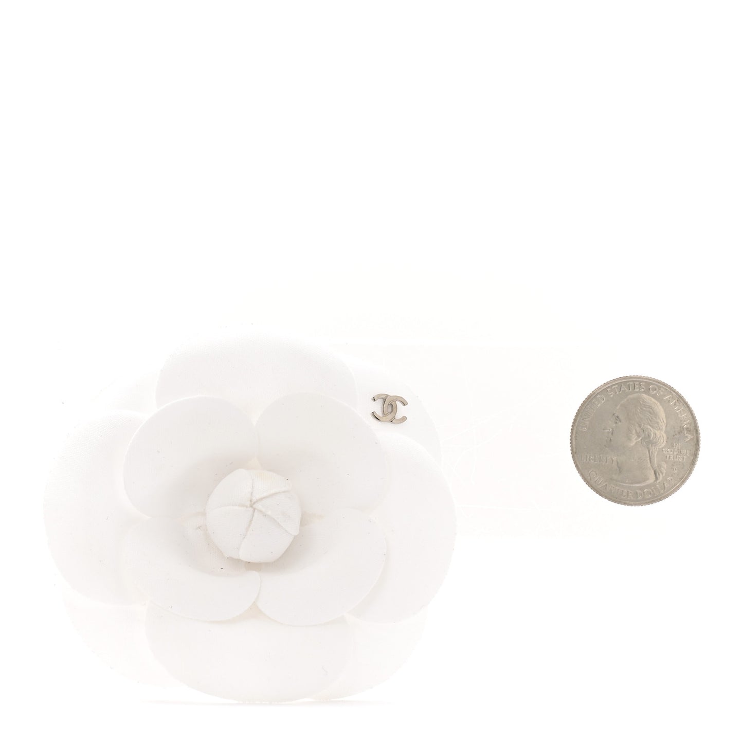 Fabric Camellia Flower Brooch White