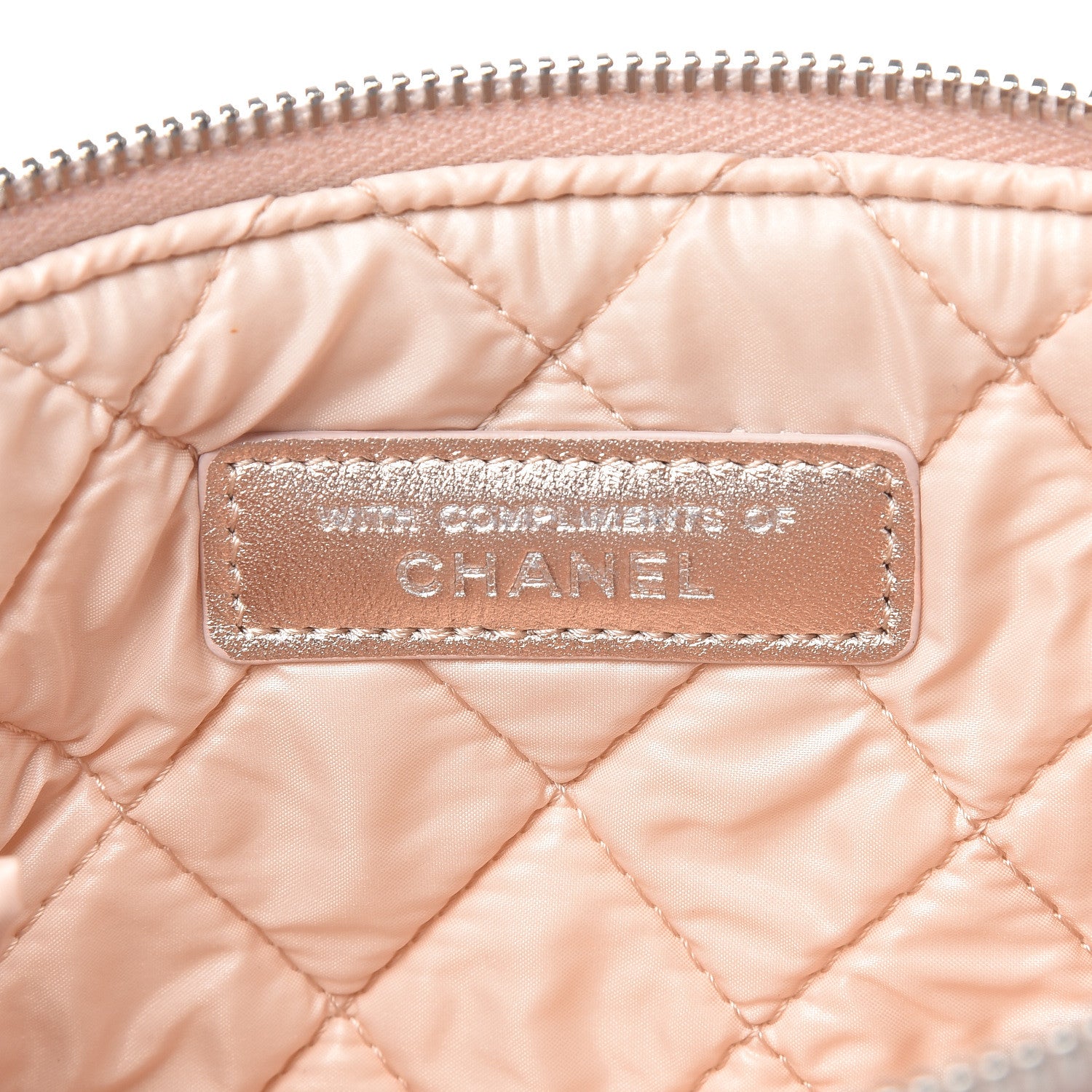 Chanel Metallic Lambskin Quilted Small Cosmetic Pouch Light Pink 7 of 9