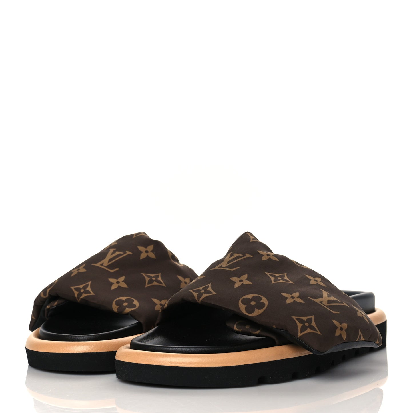 Nylon Monogram Pool Pillow Comfort Mule 38 Cacao Brown