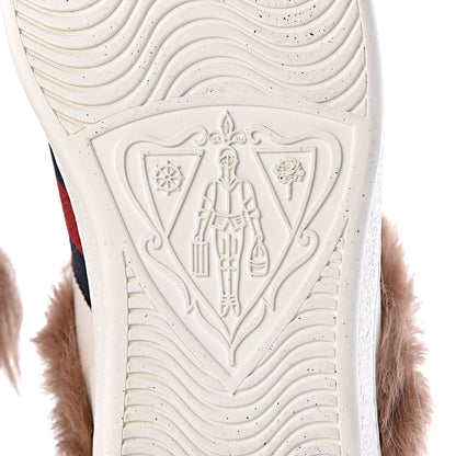 Gucci Calfskin Wool Web Bee Embroidered Mens Ace Sneakers 11.5 White 6 of 10