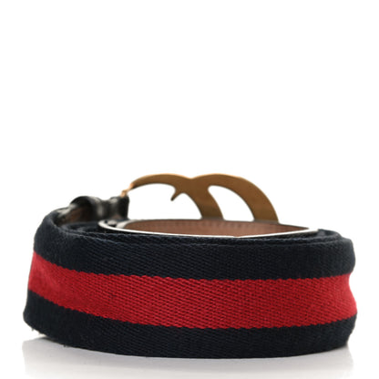 Gucci Nylon Calfskin Double G Web 40mm Belt 90 36 Blue Red Black 2 of 8