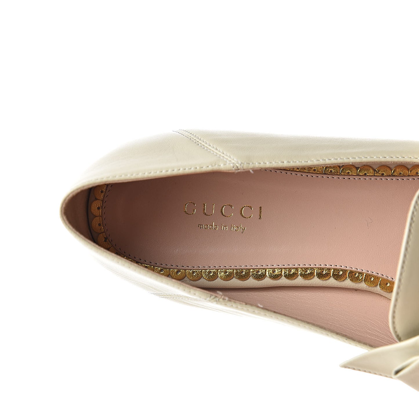 Nappa Pearl Studded Queen Margaret Loafers 36 White