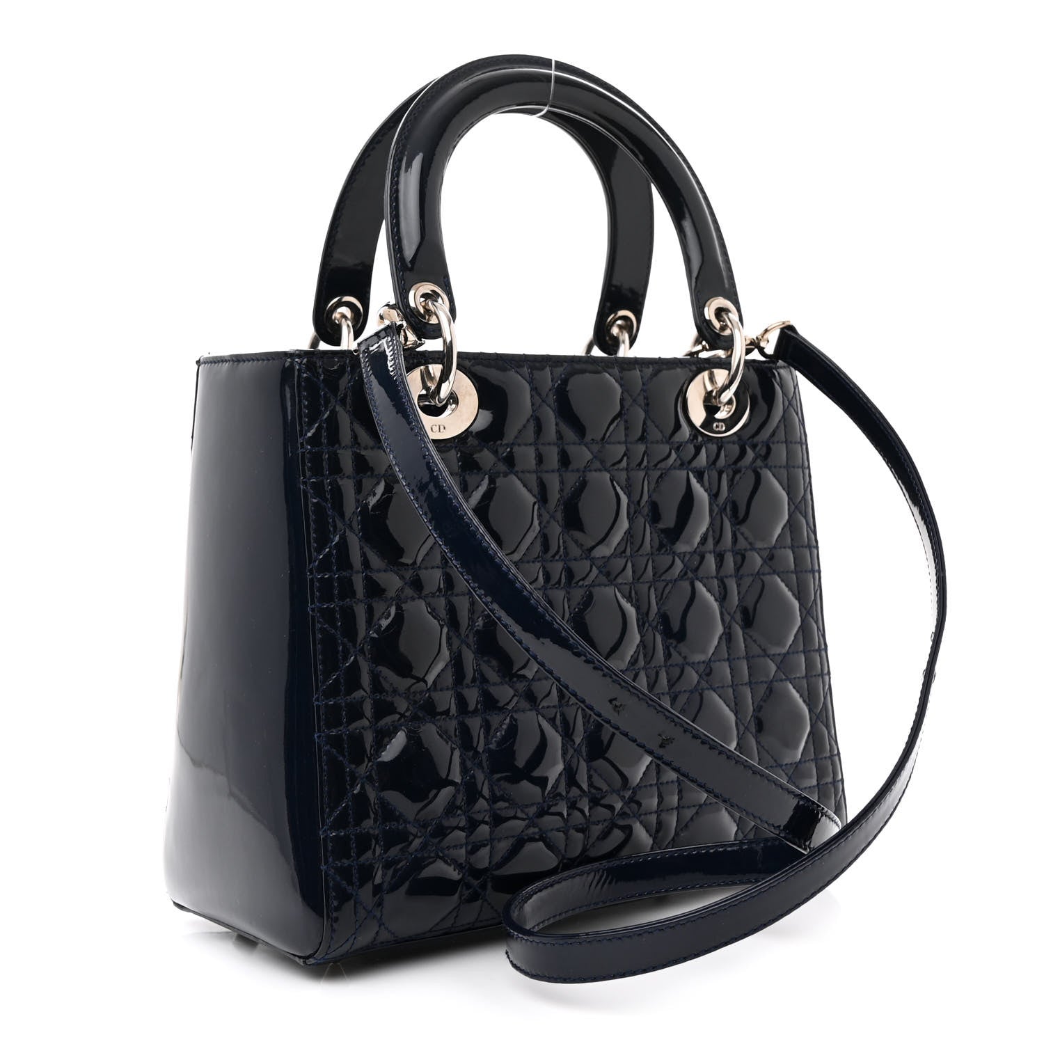 Christian Dior Patent Cannage Medium Lady Dior Navy Blue 3 of 14