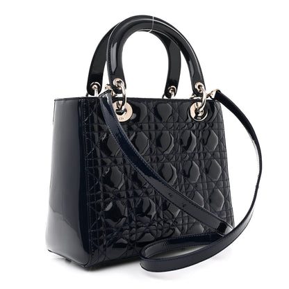 Christian Dior Patent Cannage Medium Lady Dior Navy Blue 3 of 14