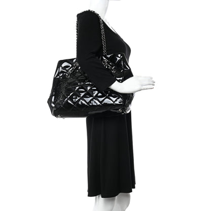 Chanel Patent Quilted Large Cells Tote Black Black 2 of 9
