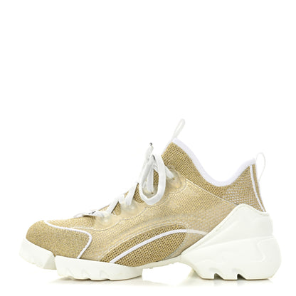 Christian Dior Laminated Knit D-Connect Sneakers 38 Gold 1 of 10