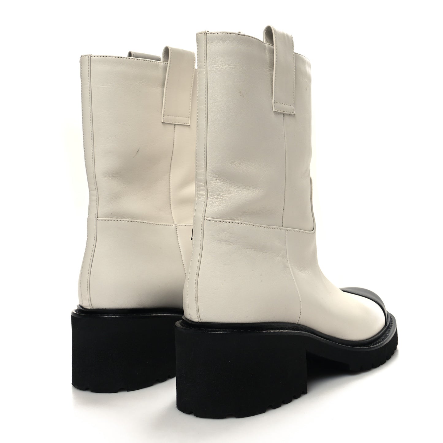 Calfskin CC Ankle Boots 37 White Black