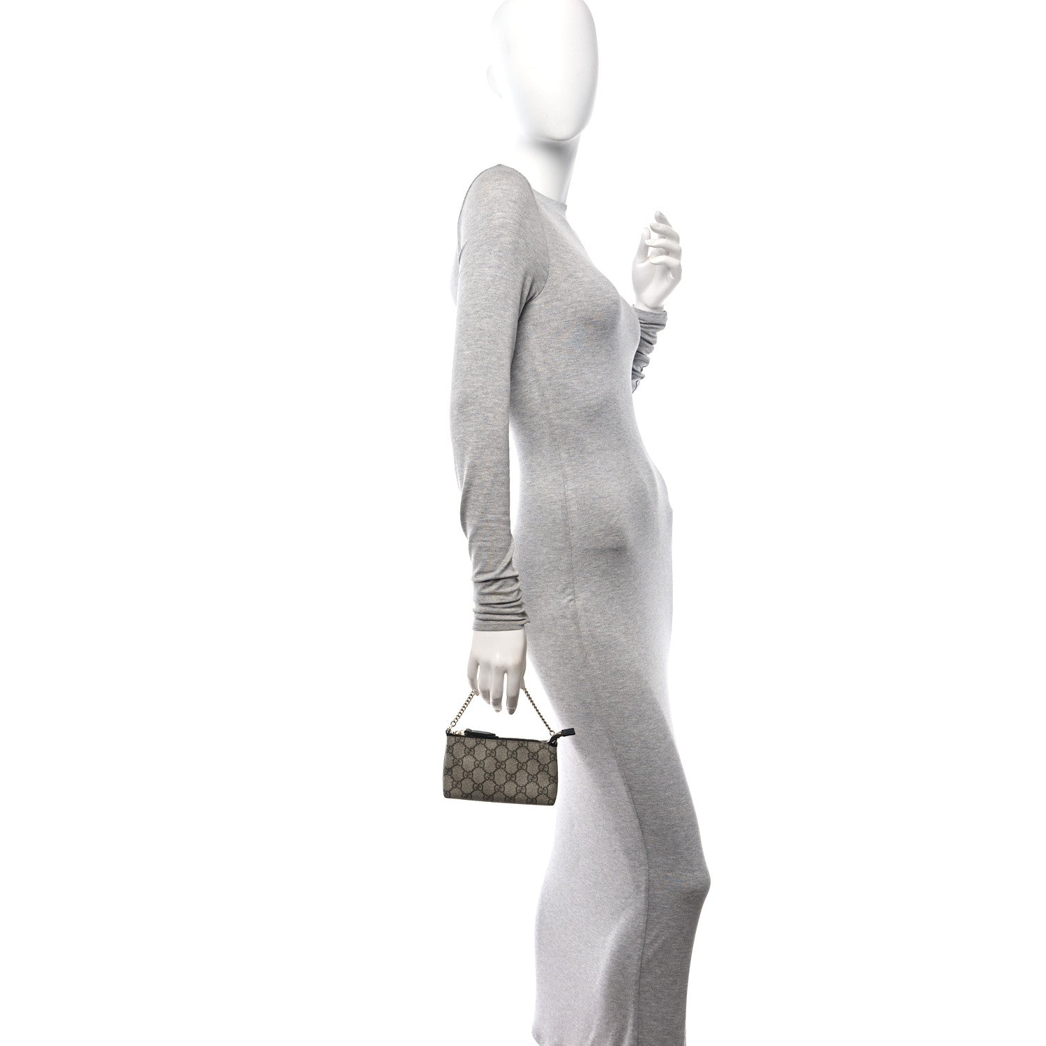 Gucci GG Supreme Monogram Mini Chain Bag Beige Black 2 of 10