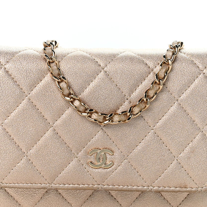 Chanel Metallic Lambskin Quilted Mini Wallet On Chain WOC Gold 8 of 14