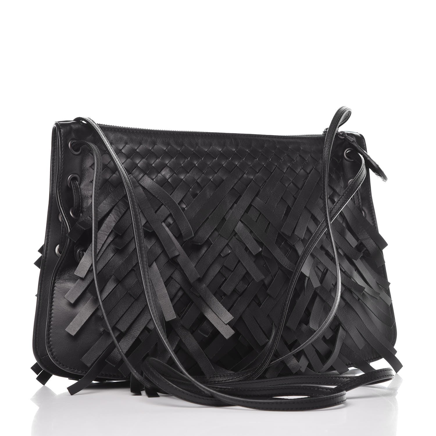 Bottega Veneta Nappa Intrecciato Palio Fringe Messenger Black 3 of 9