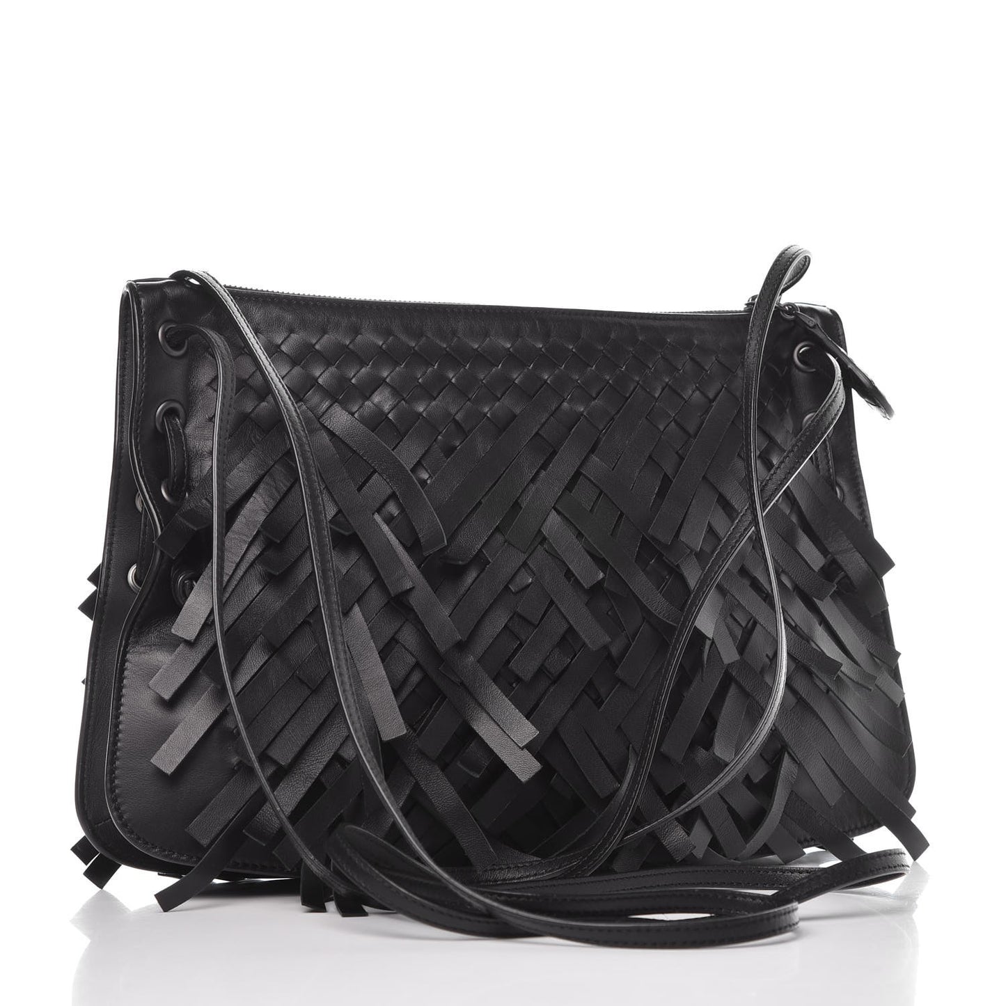 Nappa Intrecciato Palio Fringe Messenger Black