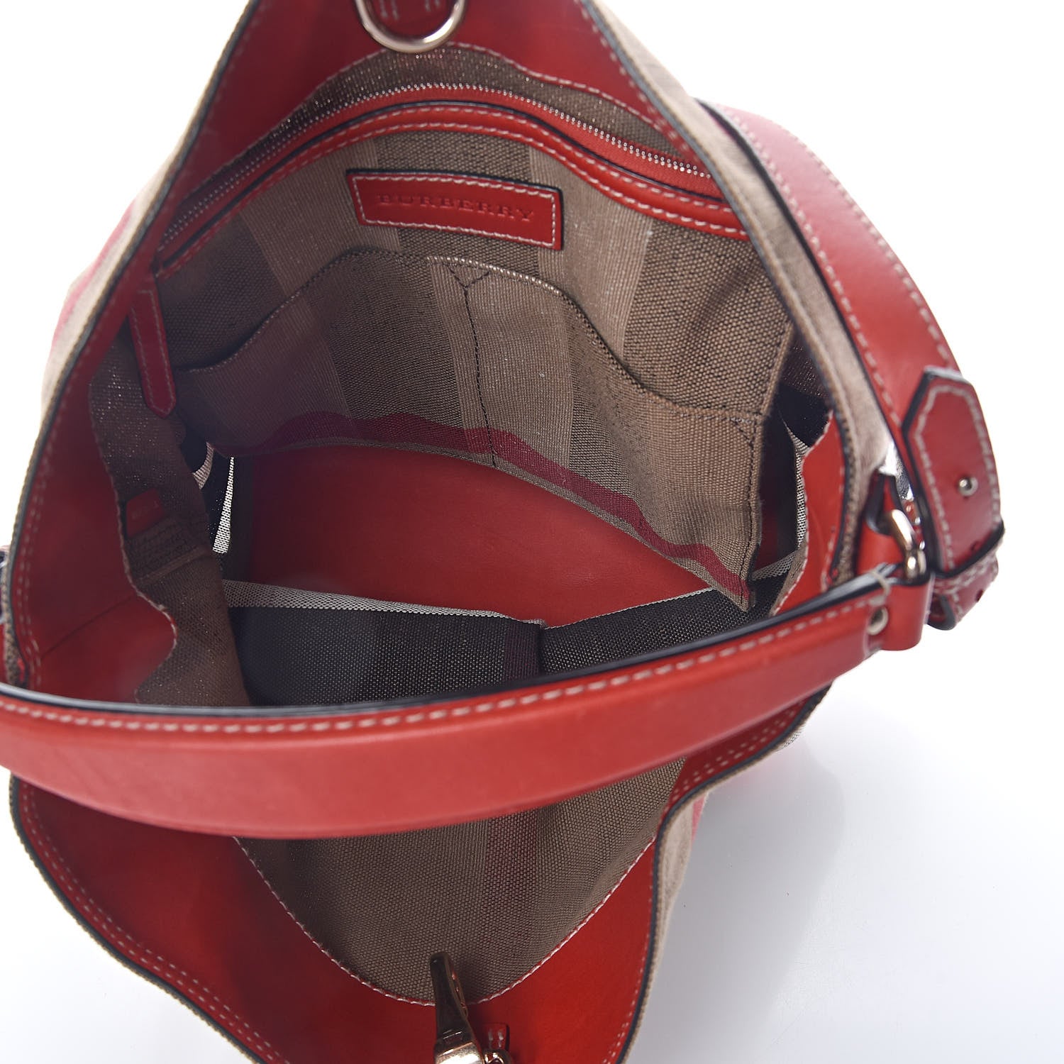 Burberry Canvas Mega Check Medium Ashby Hobo Cadmium Red 5 of 9