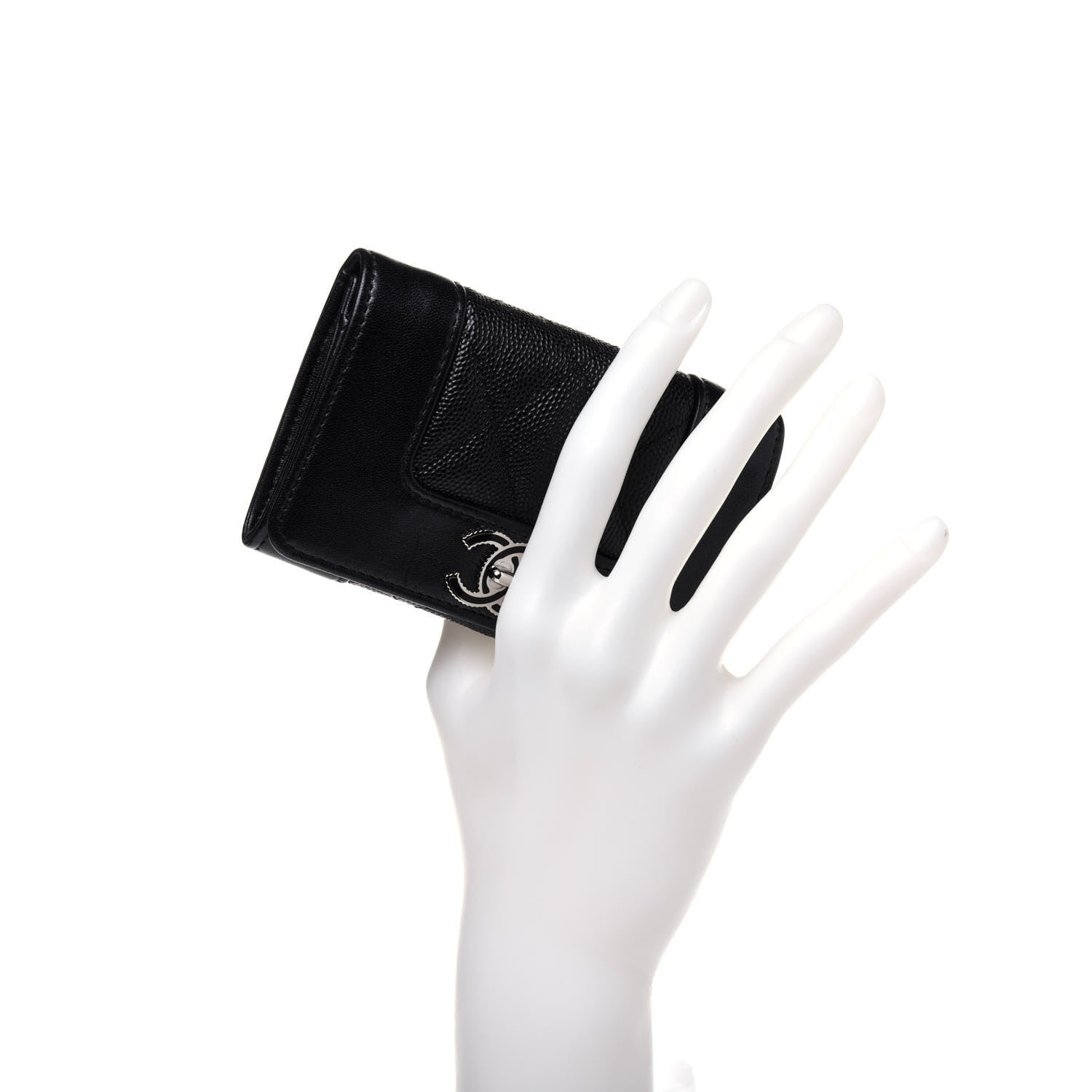 Chanel Caviar Quilted Vintage Mademoiselle Flap Card Holder Black 2 of 12