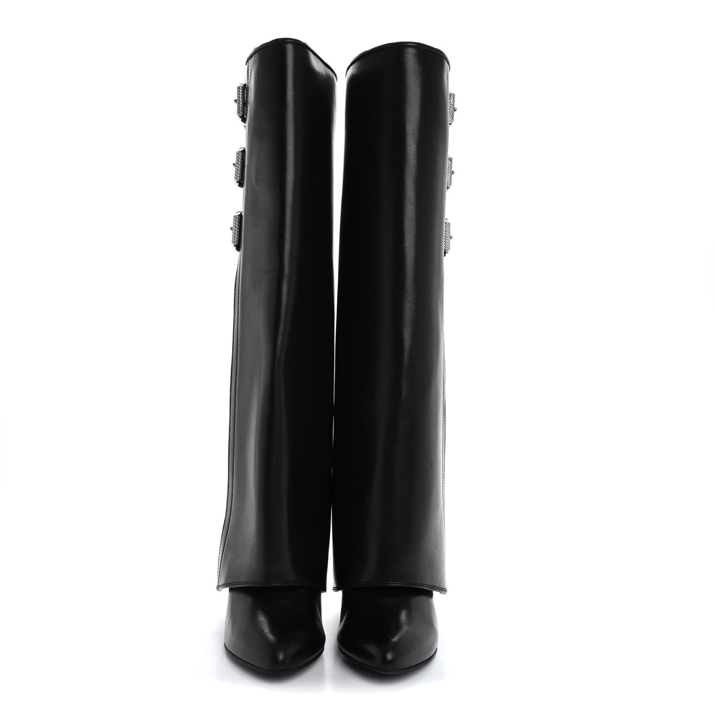 Calfskin Shark Buckle Pant Boots 39 Black