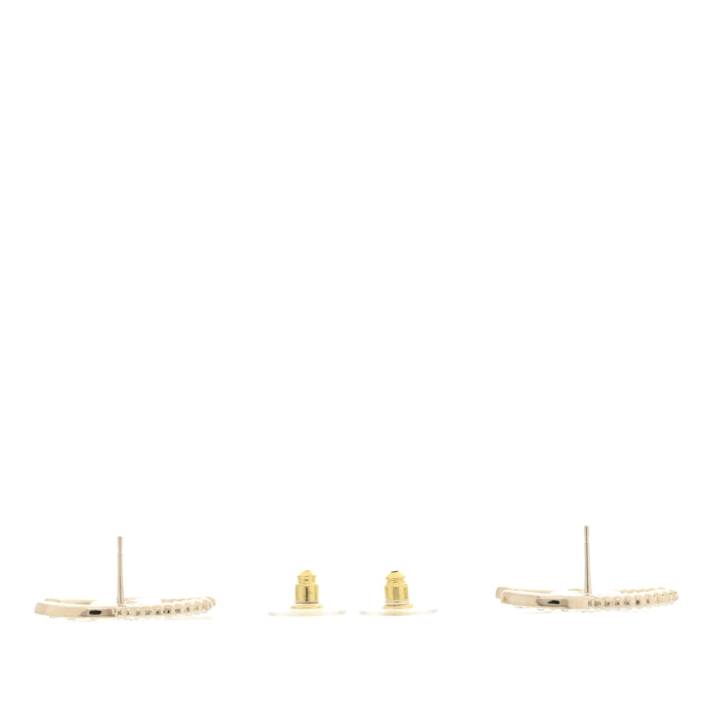 Pearl Crystal CC Earrings Gold