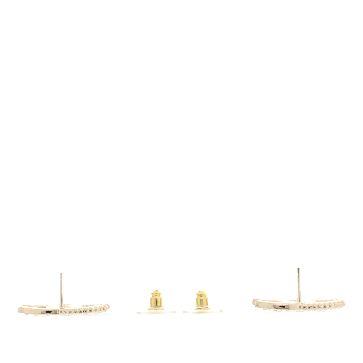 Chanel Pearl Crystal CC Earrings Gold 2 of 4