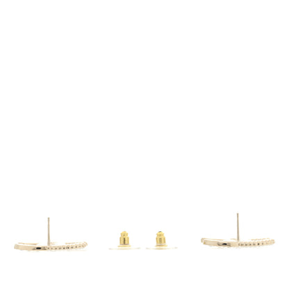 Chanel Pearl Crystal CC Earrings Gold 2 of 4