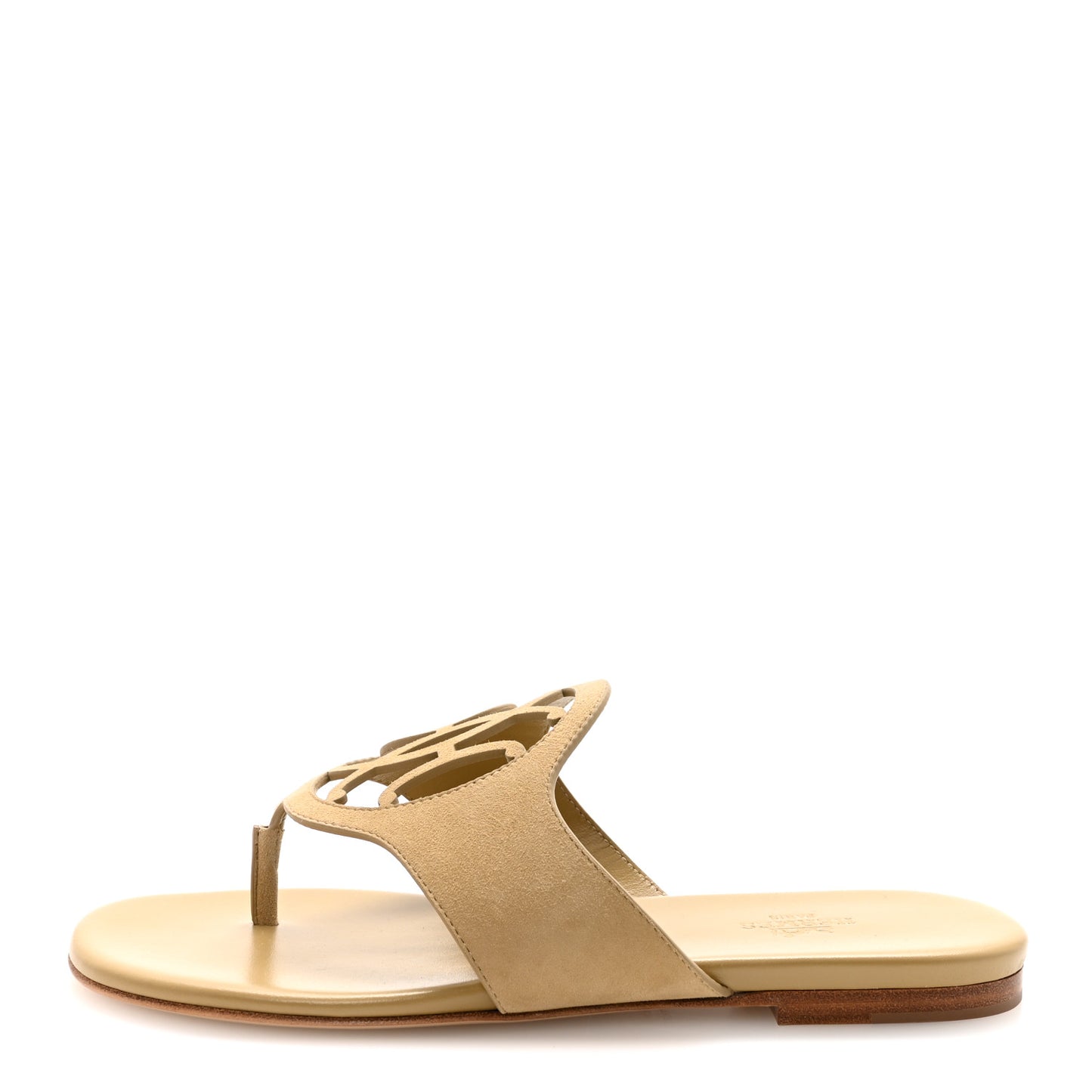 Suede Goatskin Mage Sandals 38 Beige Albatre