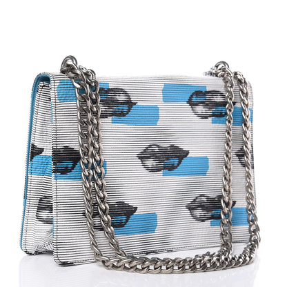 Prada Vitello Daino Lip Print Shoulder Bag White Azzurro 3 of 9