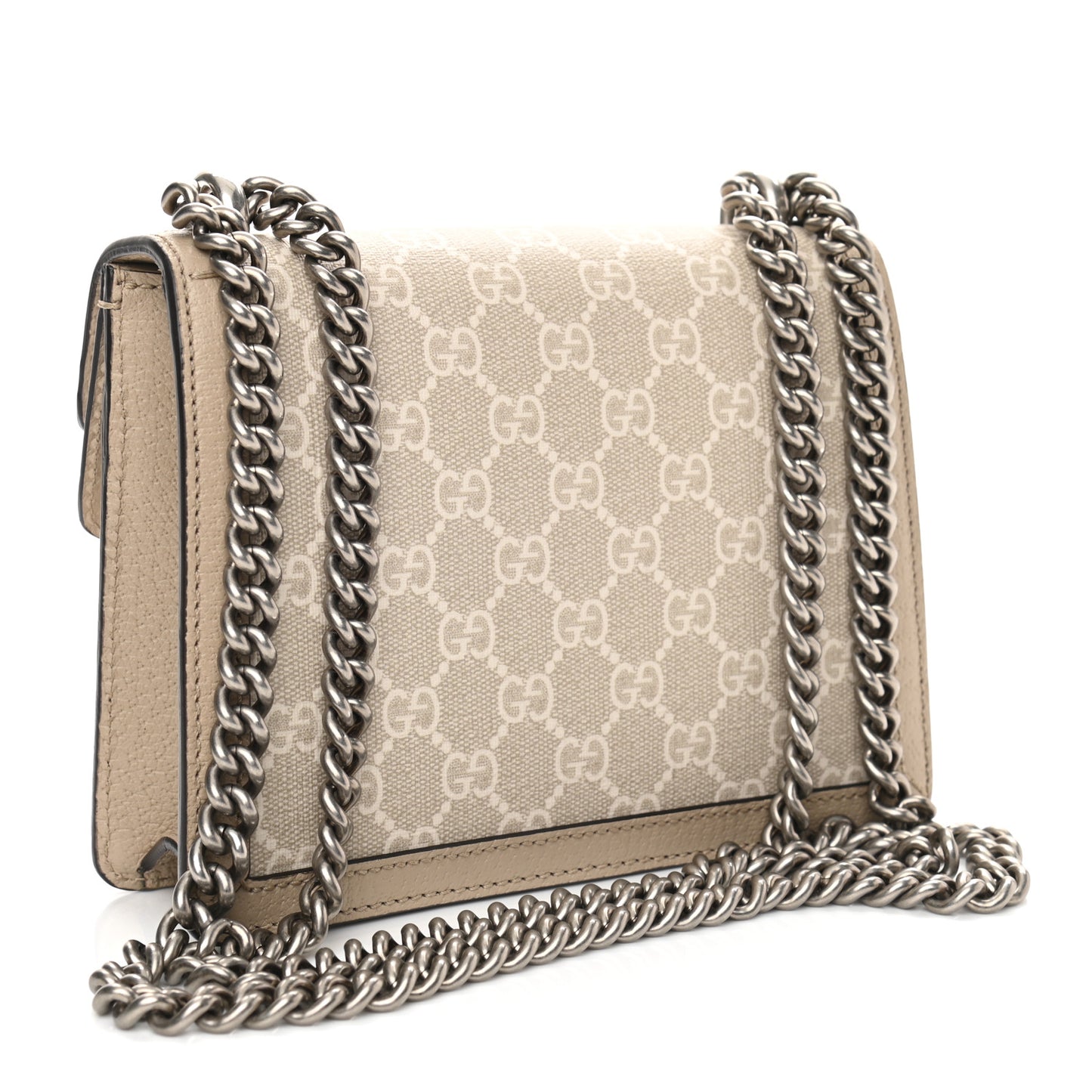 GG Supreme Monogram Textured Dollar Calfskin Mini Dionysus Shoulder Bag Beige Mystic White Oatmeal