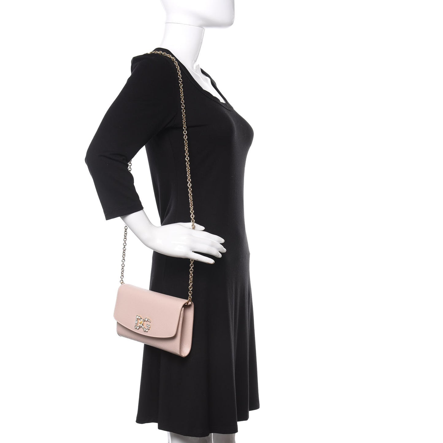 Dauphine Crystal Wallet On Chain Light Pink