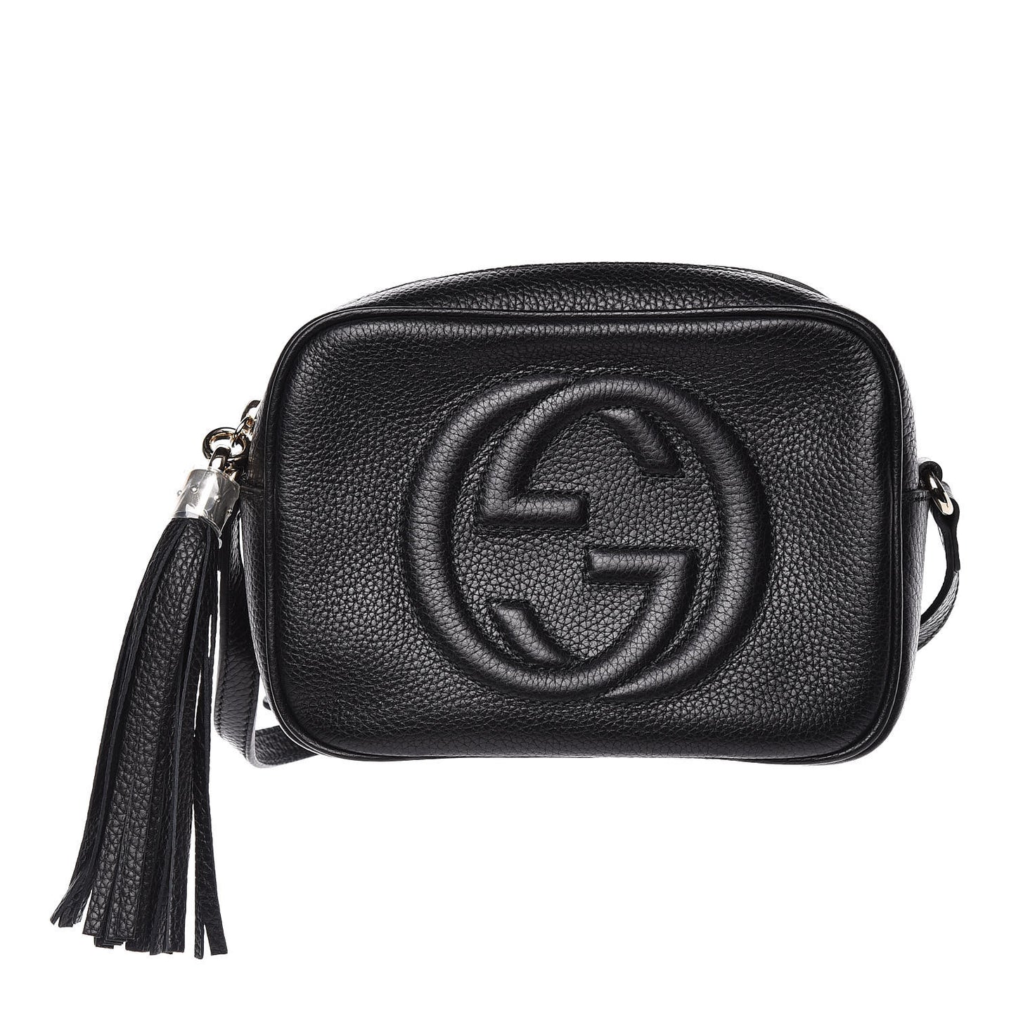 Pebbled Calfskin Small Soho Disco Bag Black