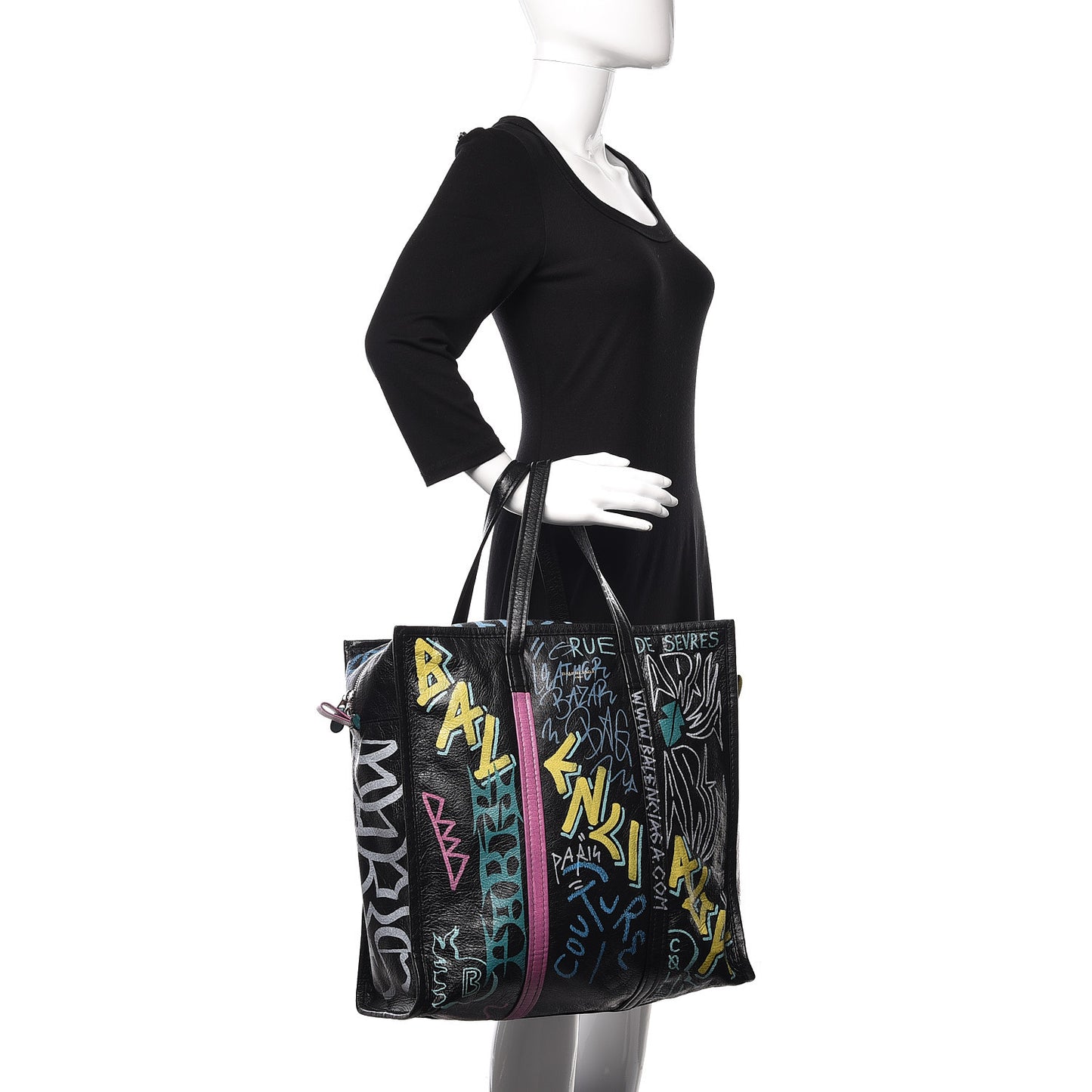 Agneau Arena Graffiti All Over Medium Bazar Shopper Tote Black Multicolor