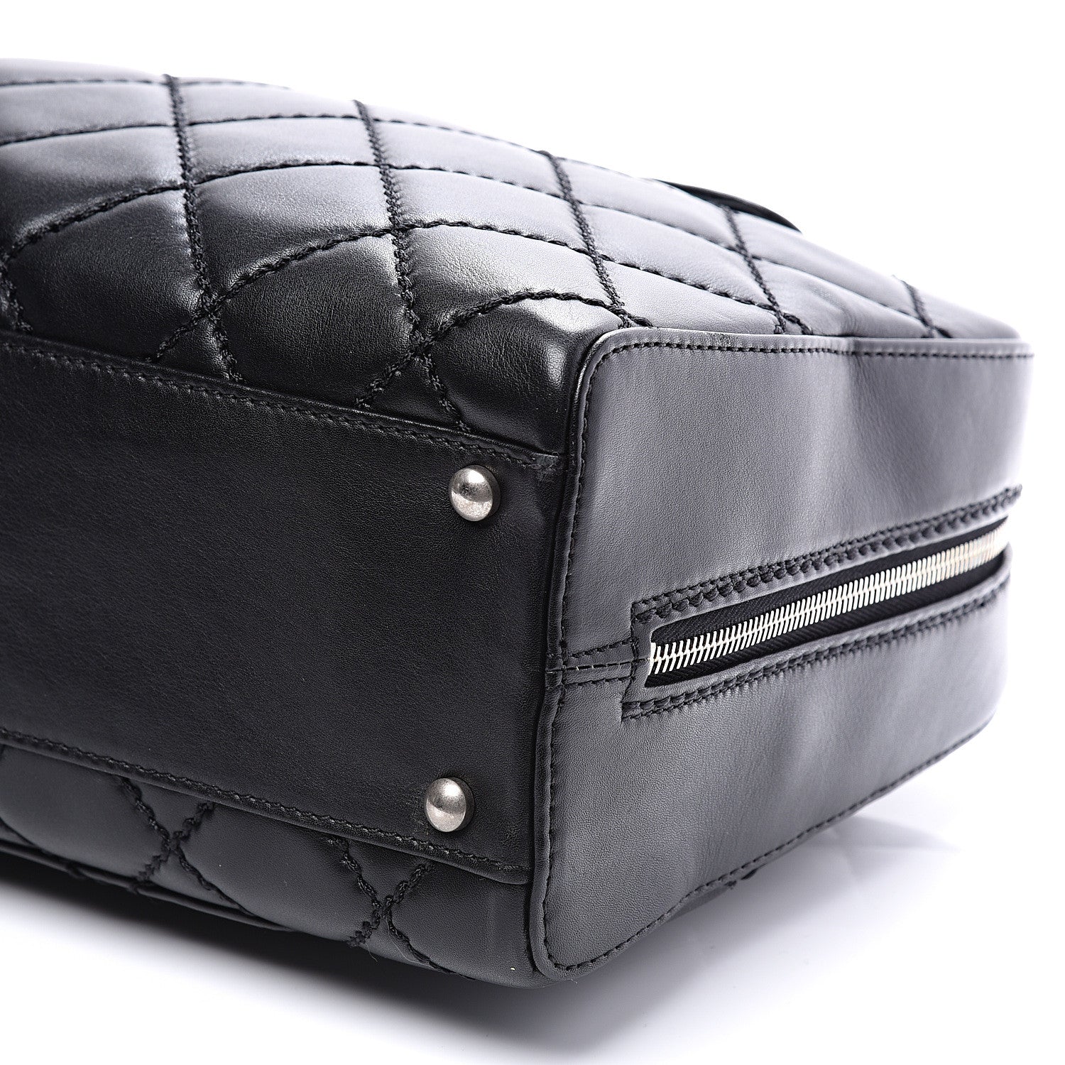 Chanel Calfskin Quilted Top Handle Bag Black 8 of 10