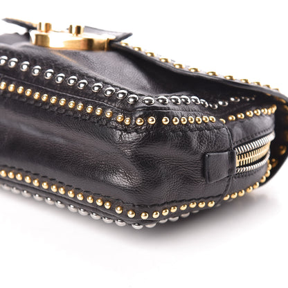 Prada Glace Calf Studded Pushlock Chain Shoulder Bag Black 11 of 12