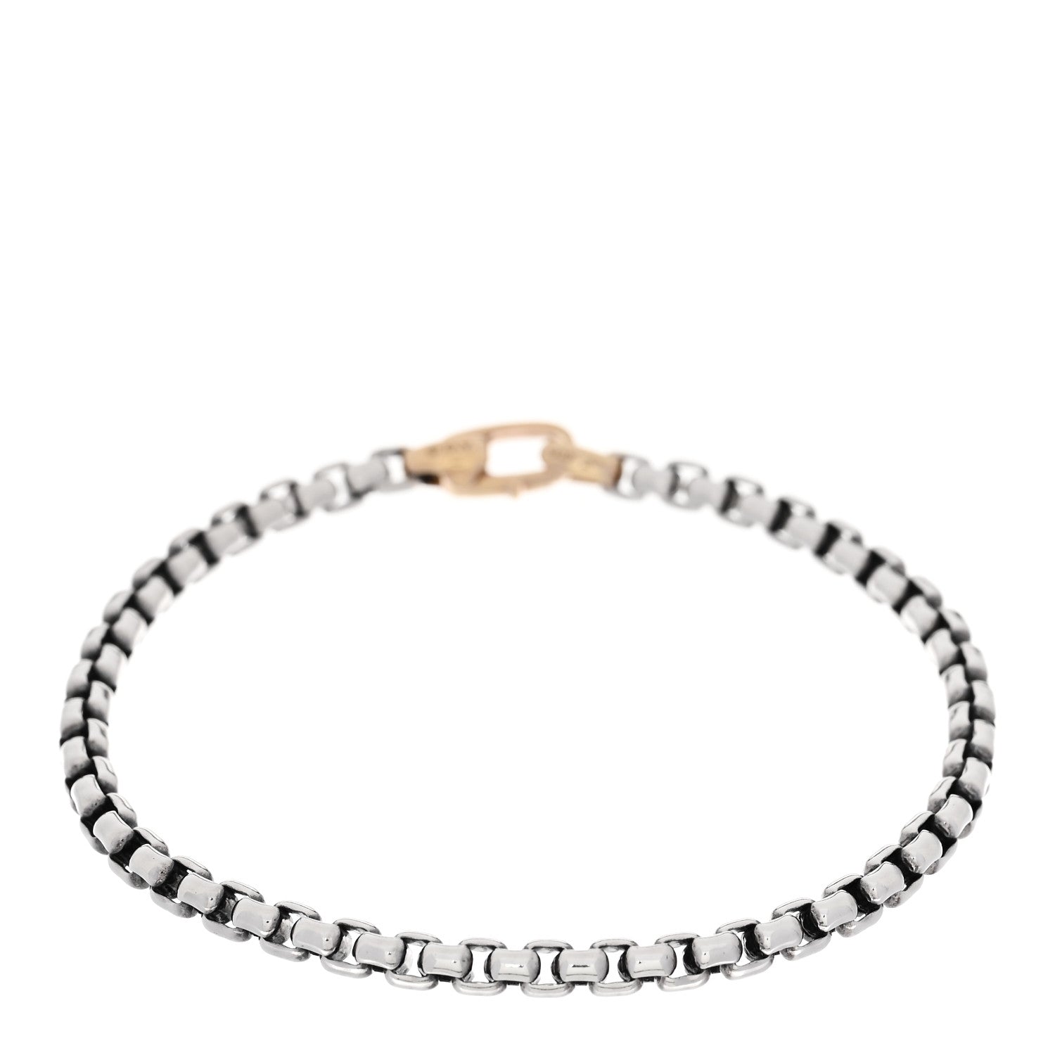 David Yurman Sterling Silver 14K Yellow Gold 4mm Box Chain Bracelet 1 of 3