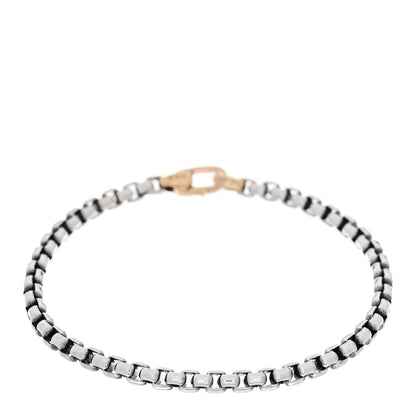 David Yurman Sterling Silver 14K Yellow Gold 4mm Box Chain Bracelet 1 of 3