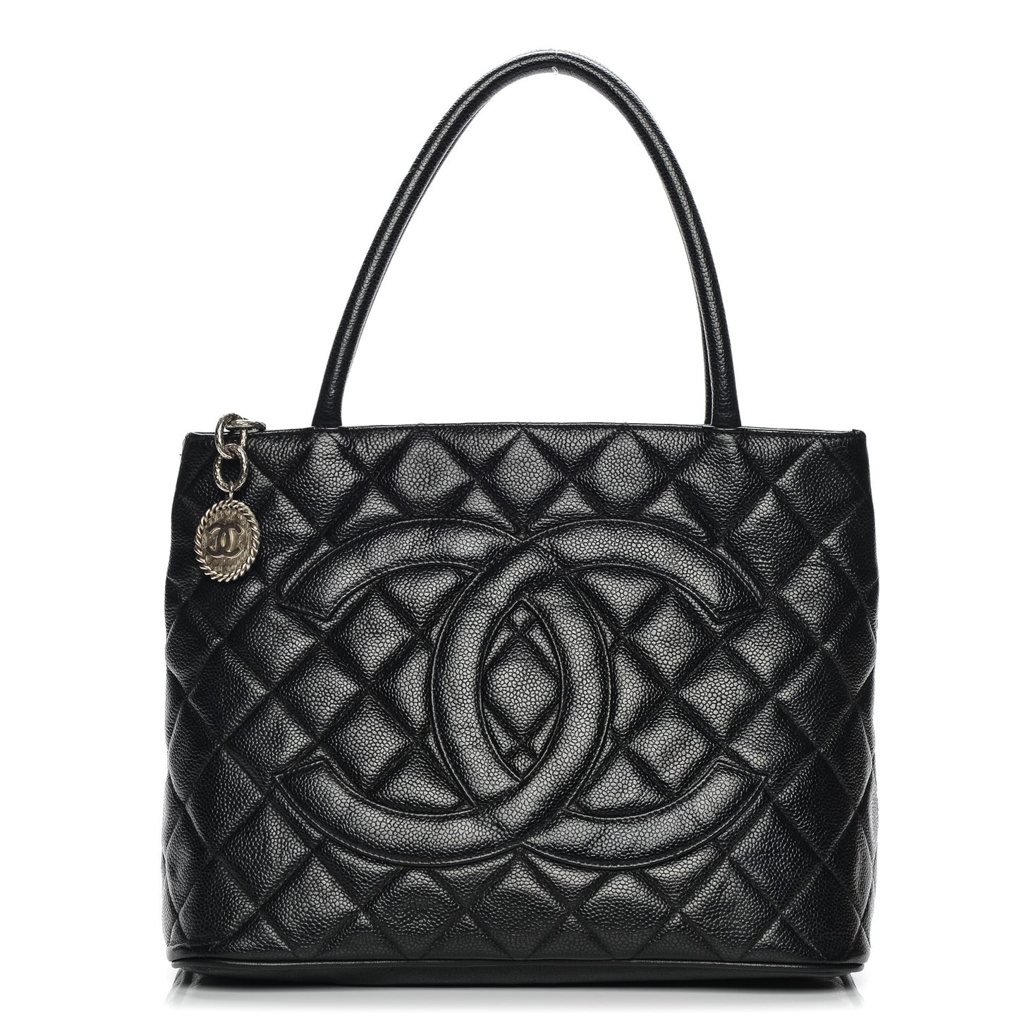Caviar Quilted Medallion Tote Black