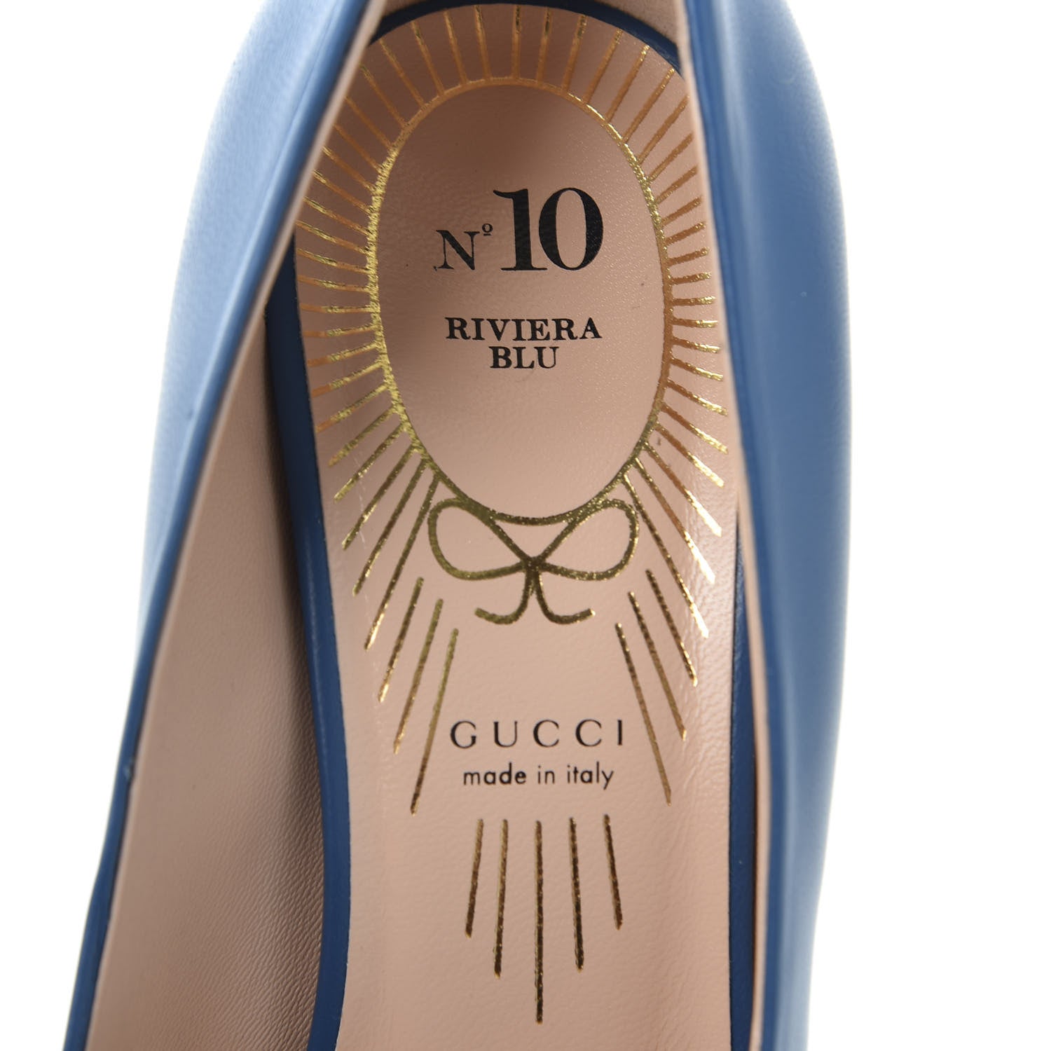 Gucci Nappa Bow High Heel Pumps 37 Riviera Blue 6 of 10