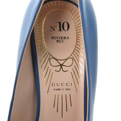 Gucci Nappa Bow High Heel Pumps 37 Riviera Blue 6 of 10
