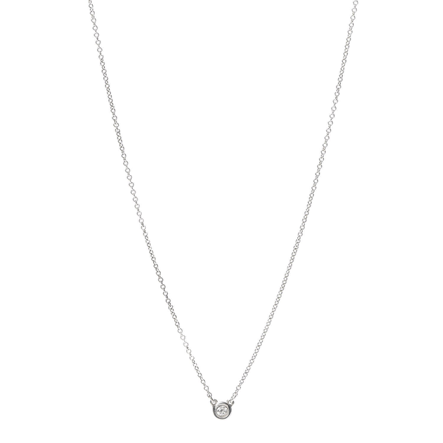 Tiffany Sterling Silver Diamond .05ct Elsa Peretti Diamonds by the Yard Pendant Necklace 1 of 6