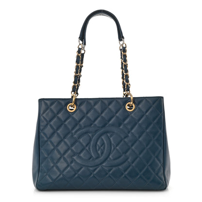 Chanel Caviar Quilted Grand Shopping Tote GST Dark Blue 1 of 15