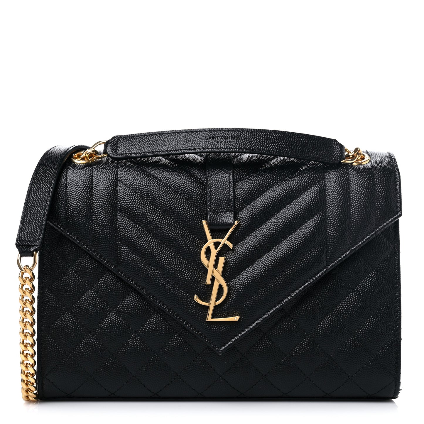 Grain De Poudre Textured Mixed Matelasse Triquilt Medium Monogram Satchel Black