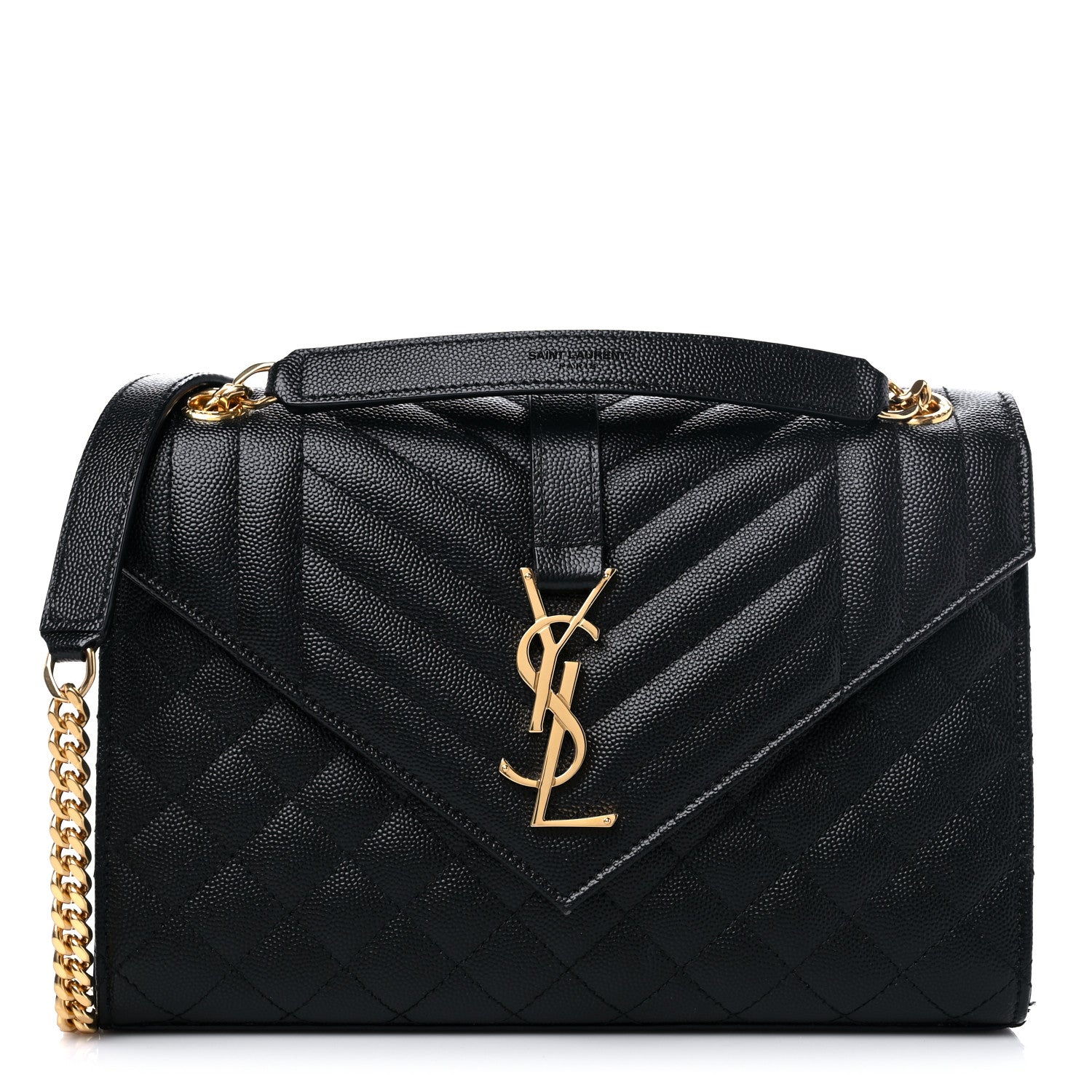 Saint Laurent Grain De Poudre Textured Mixed Matelasse Triquilt Medium Monogram Satchel Black 1 of 10