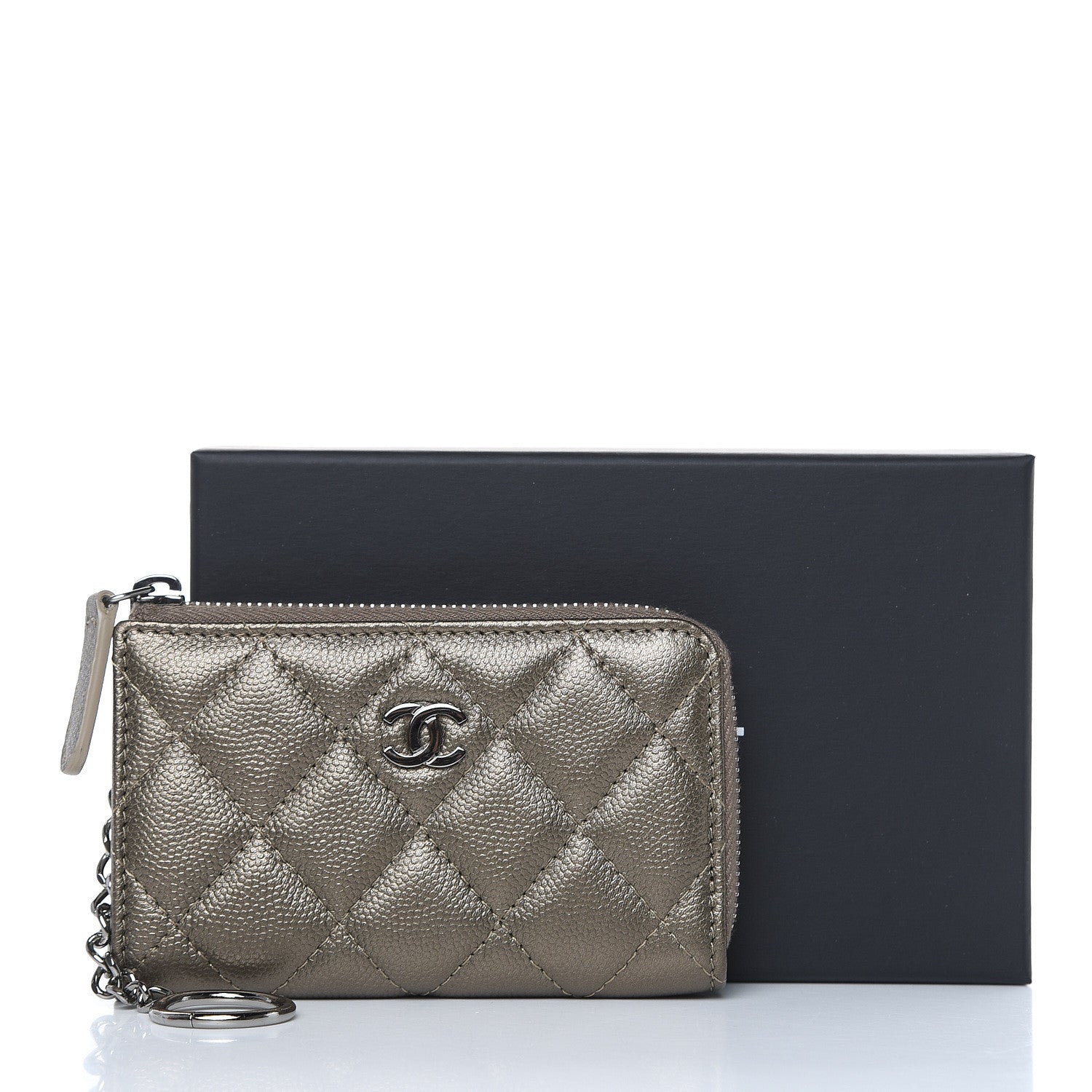 Chanel Metallic Caviar Quilted Key Holder Case Bronze 8 of 8