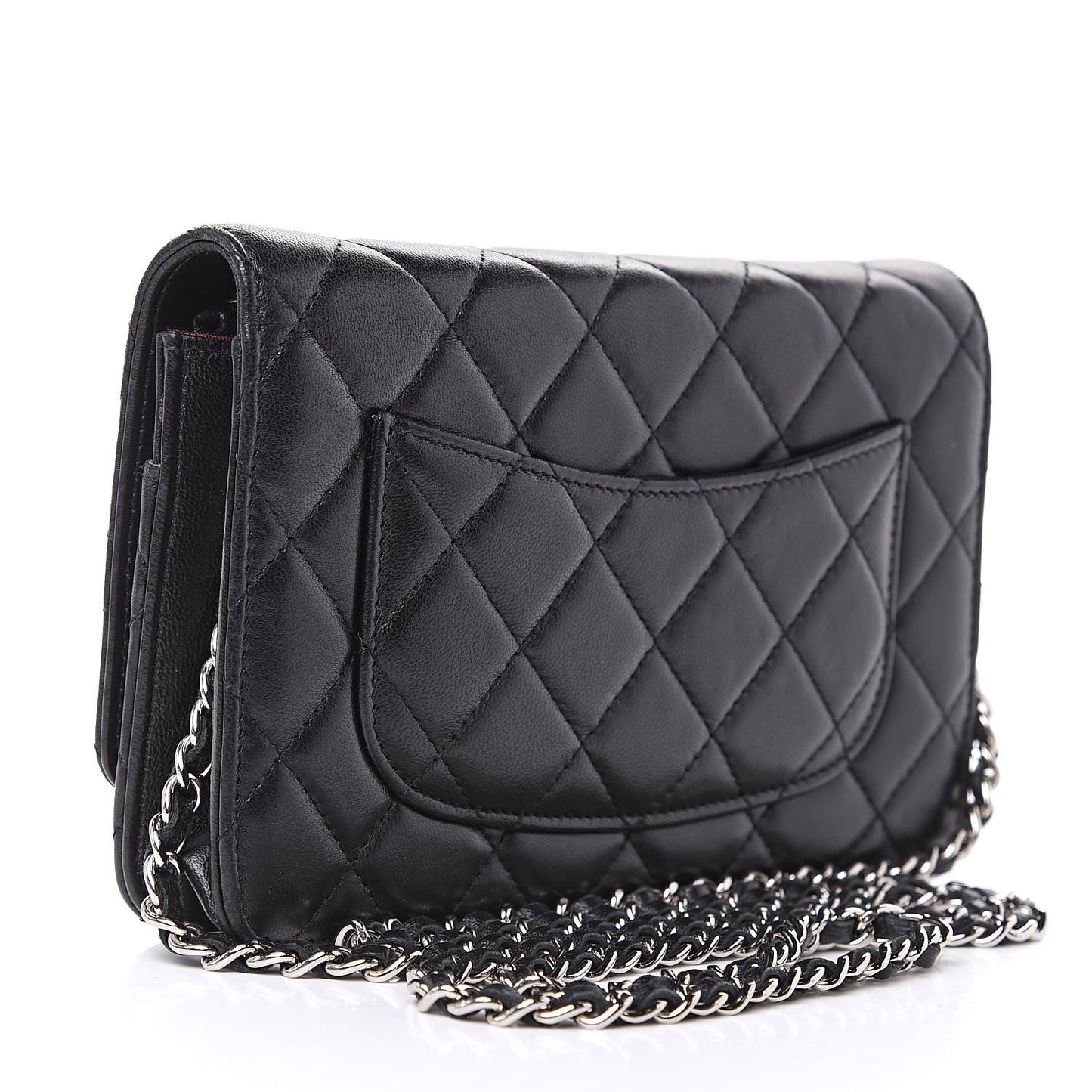 Lambskin Quilted Wallet On Chain WOC Black