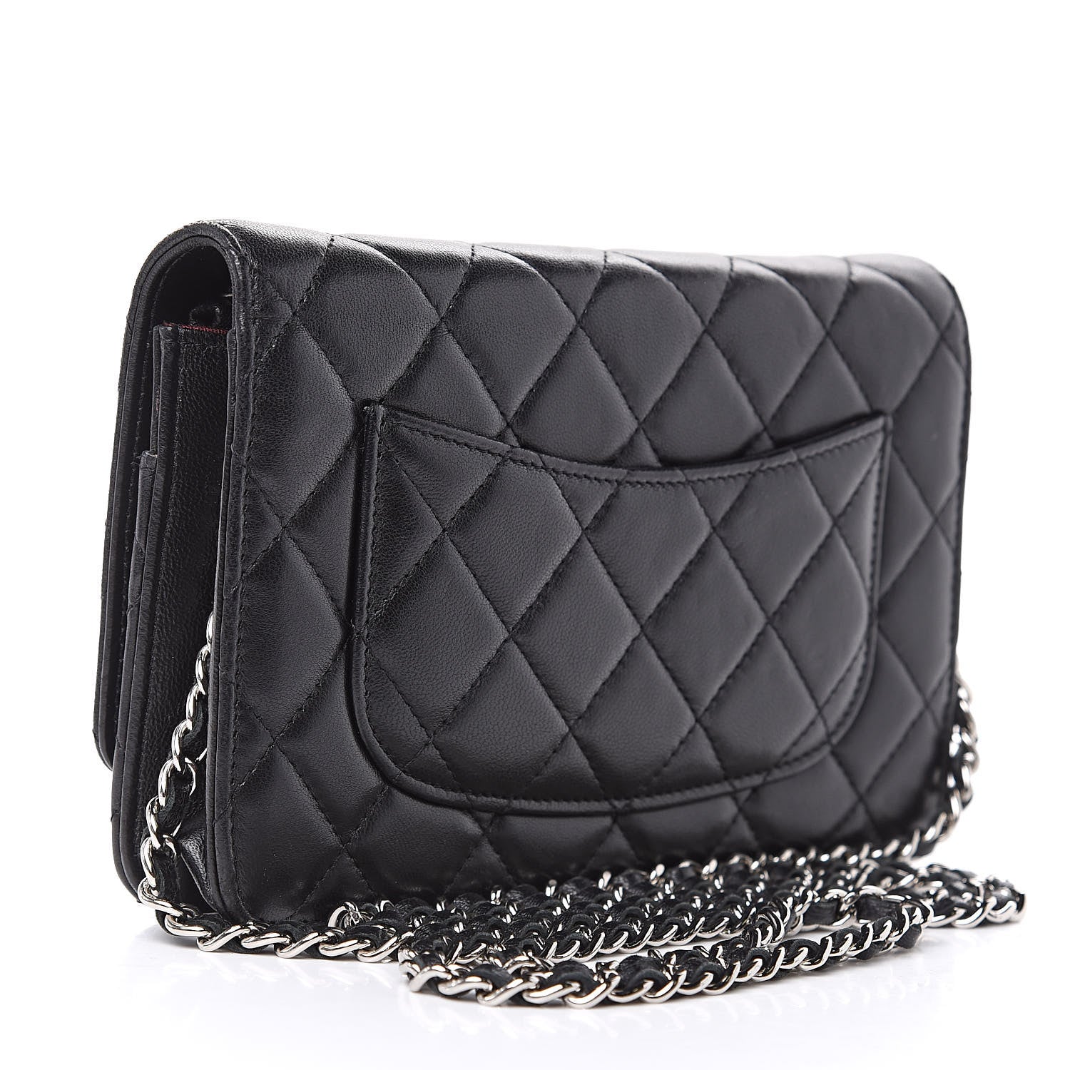 Chanel Lambskin Quilted Wallet On Chain WOC Black 3 of 12