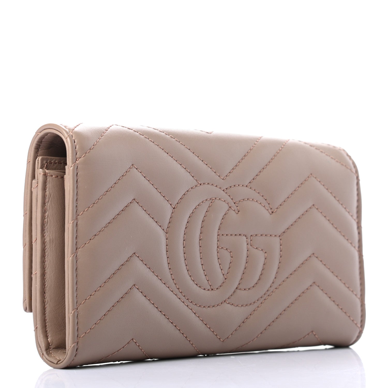 Gucci Calfskin Matelasse GG Marmont Continental Wallet Porcelain Rose 3 of 7