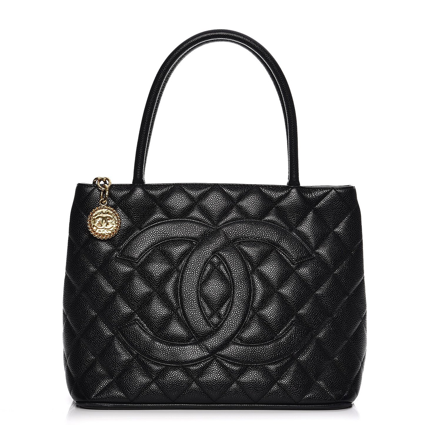 Caviar Quilted Medallion Tote Black