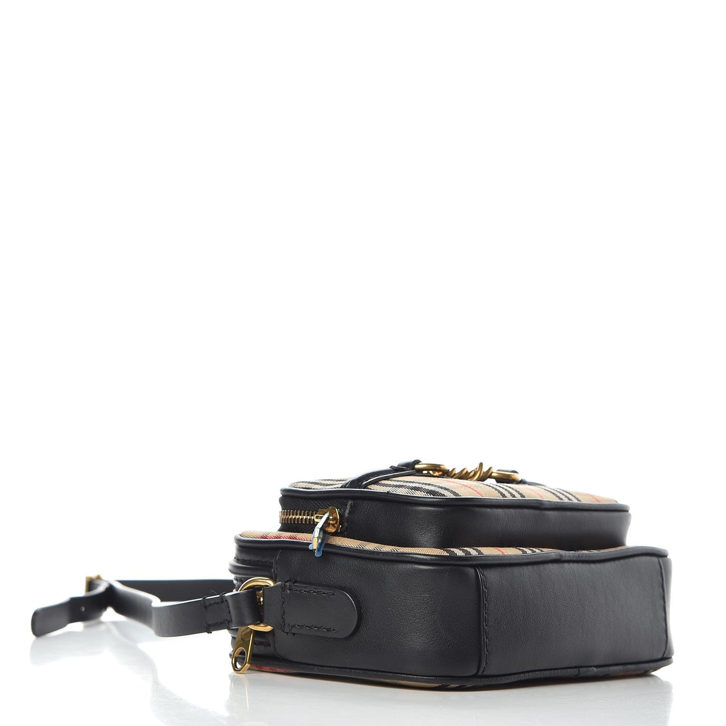 1983 Knight Check Smooth Calfskin Link Camera Bag Black