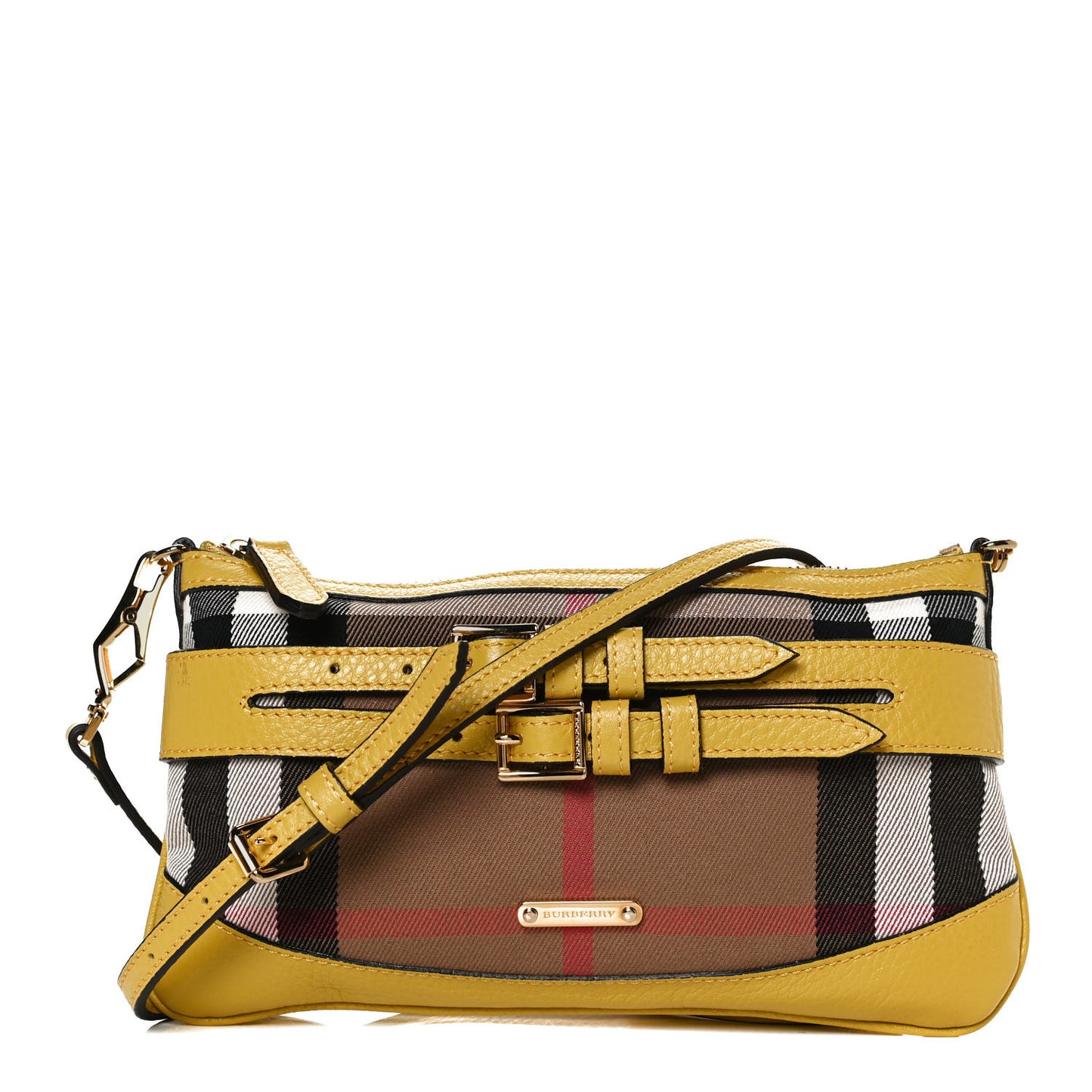 House Check Bridle Calfskin Peyton Crossbody Yellow