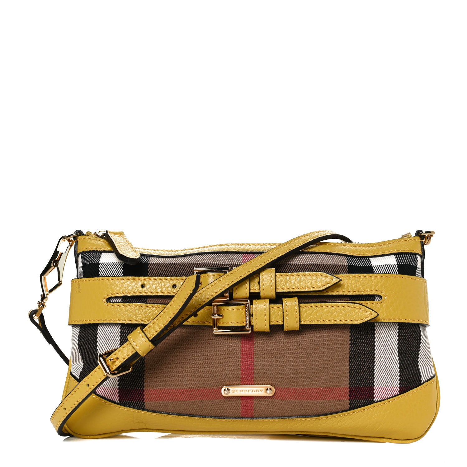 Burberry House Check Bridle Calfskin Peyton Crossbody Yellow 1 of 14